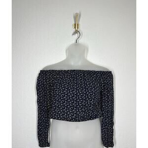 Brandy Melville John Galt Maura Blue Off the Shoulder Floral Crop Top
